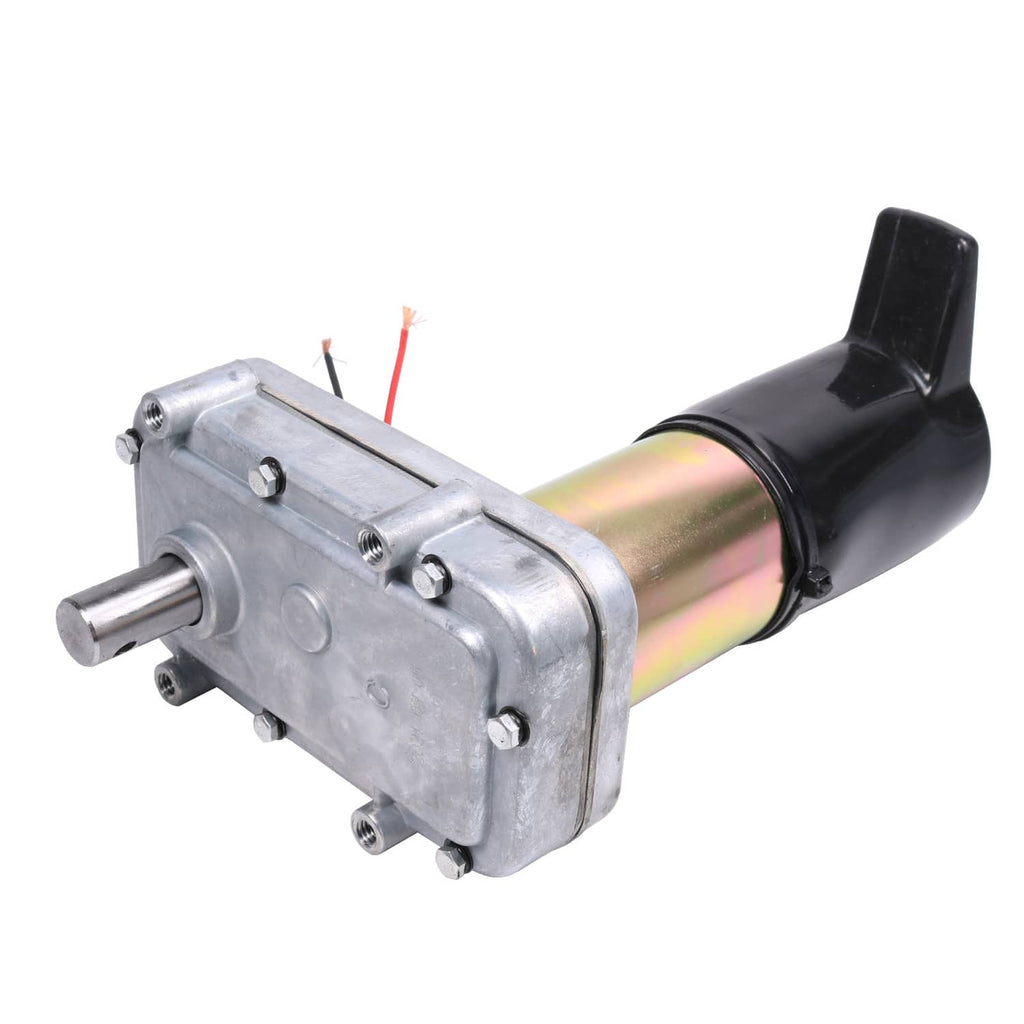 RV slide-out motor assembly with silver housing, black cover, and red/black wires