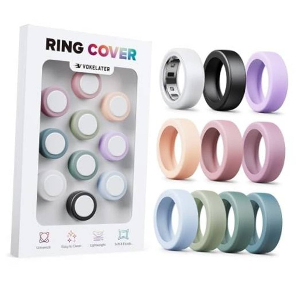 Silicone ring cover set in Morandi colors, 10-pack with light, lavender, black, and pastel shades