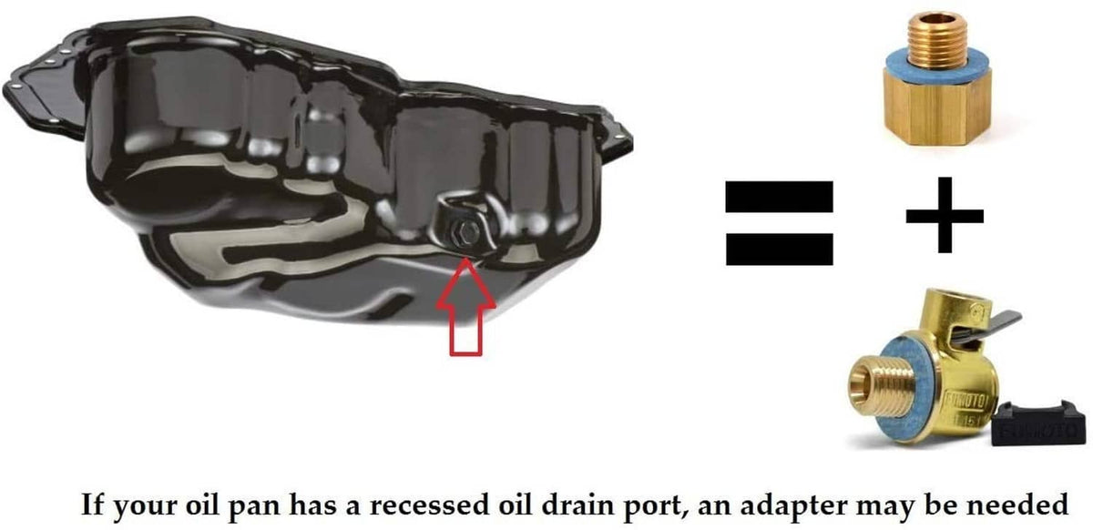 Gold FN-Series oil drain valve adapter with long nipple, M14 thread