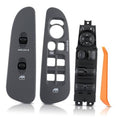 Grey power window switch bezel with rocker buttons and door lock controls