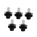 Set of five T5 car dashboard light bulbs with clear glass and black plastic base