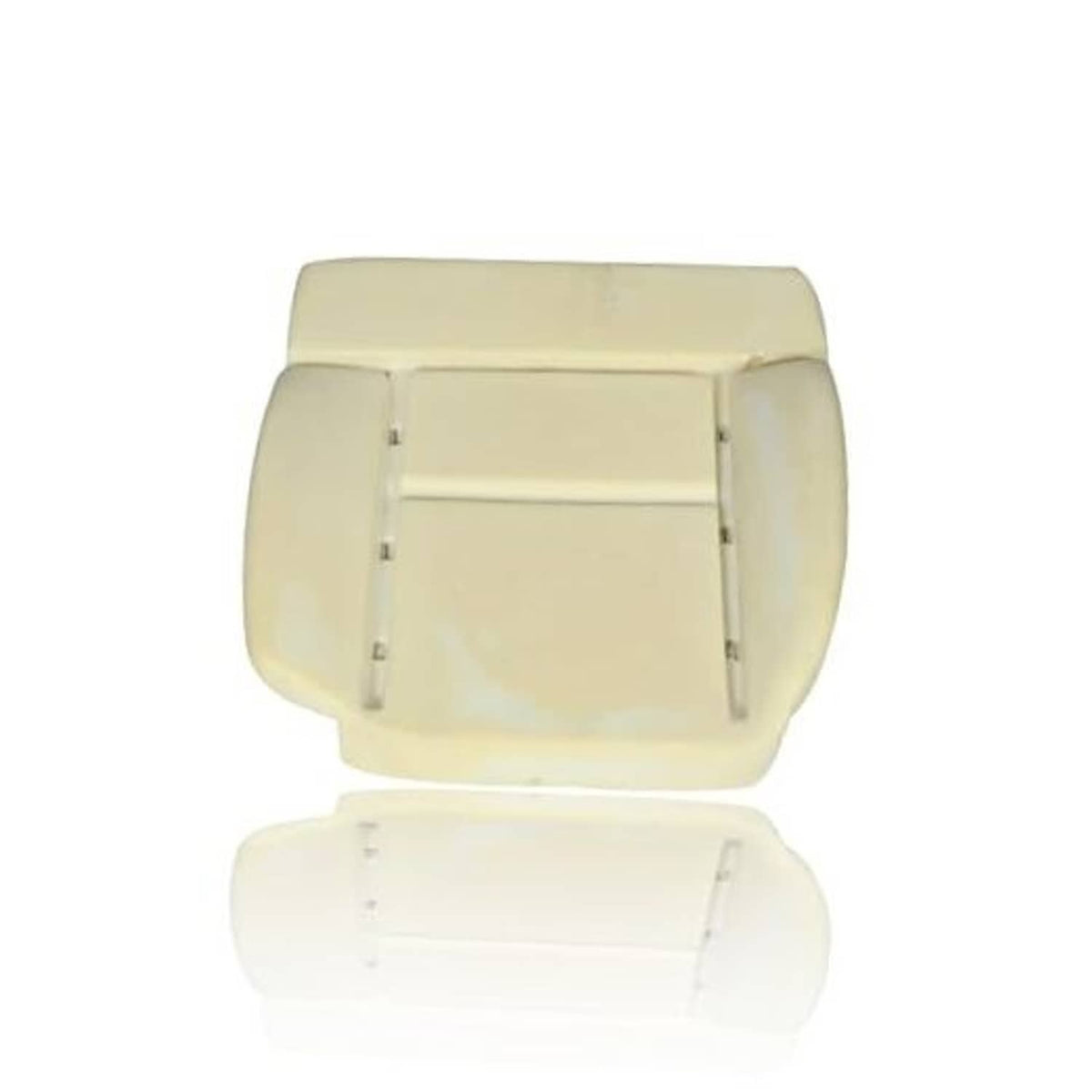 Front driver-side foam seat cushion replacement in light beige, with support bracket bars