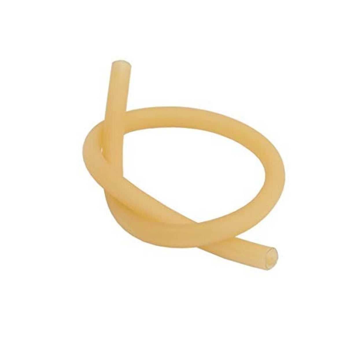 Amber latex rubber hose tube, looped coil with two outlet ends