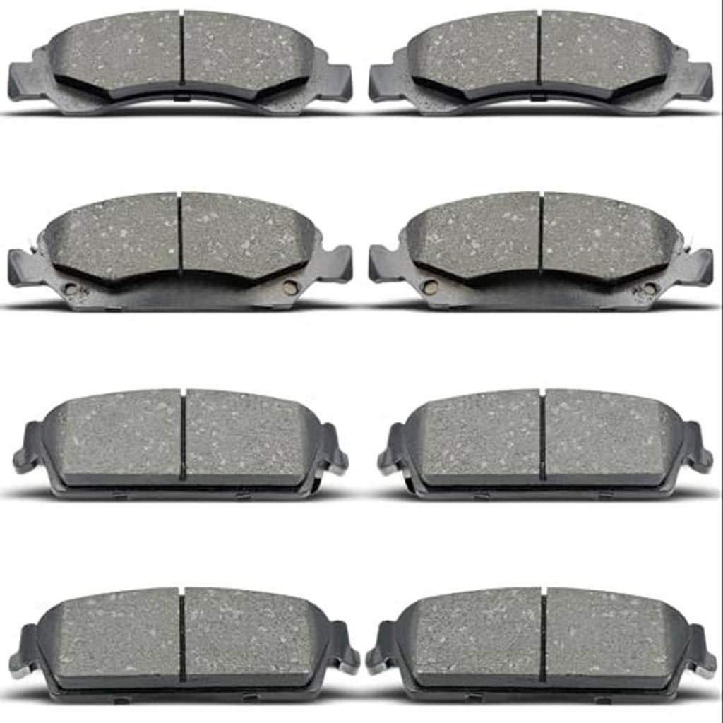 Front and rear ceramic brake pads set (8 pieces) shown in two rows