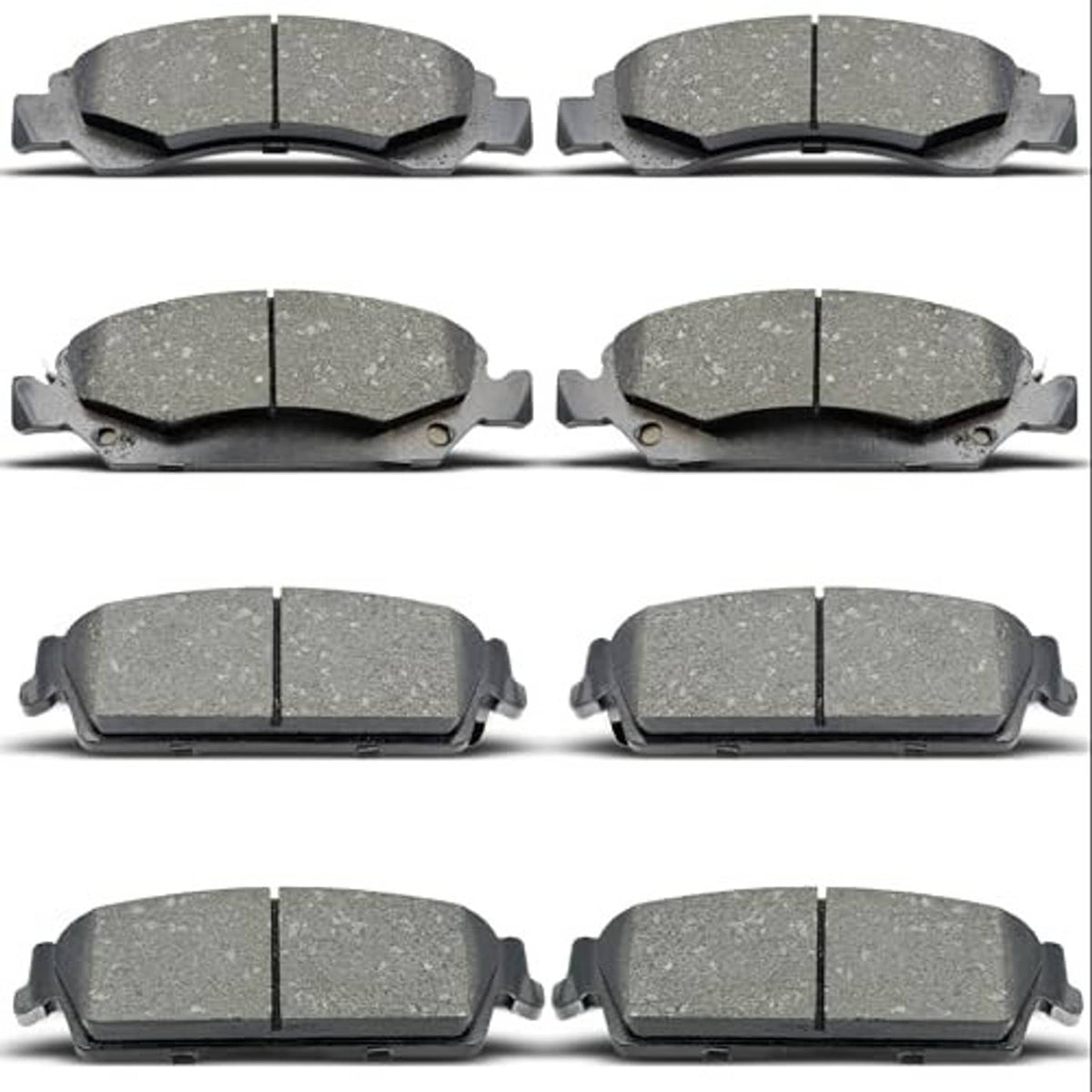 Front and rear ceramic brake pads set (8 pieces) shown in two rows