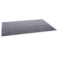 Gray plush indoor area rug, rectangular, low-pile textured surface