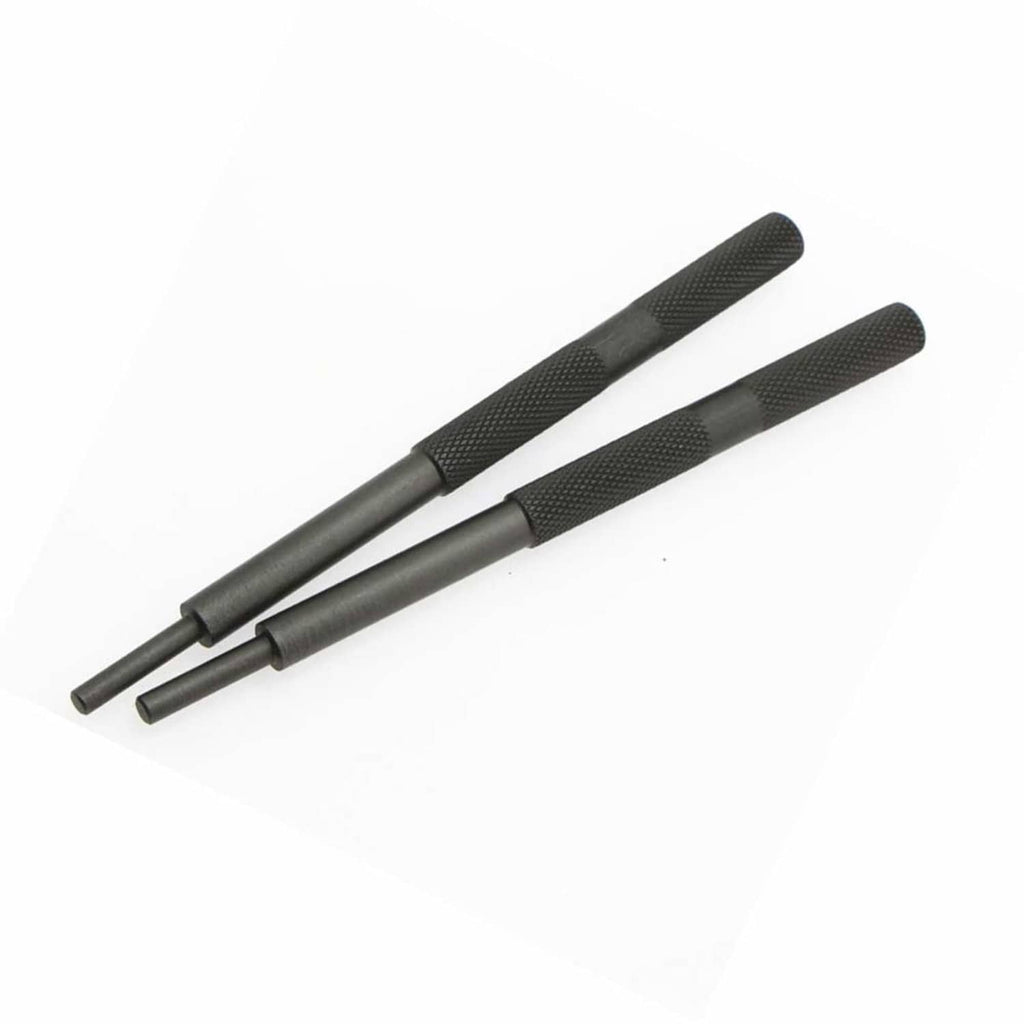 Pair of engine valve guide tools with textured black handles, 5mm and 5.5mm