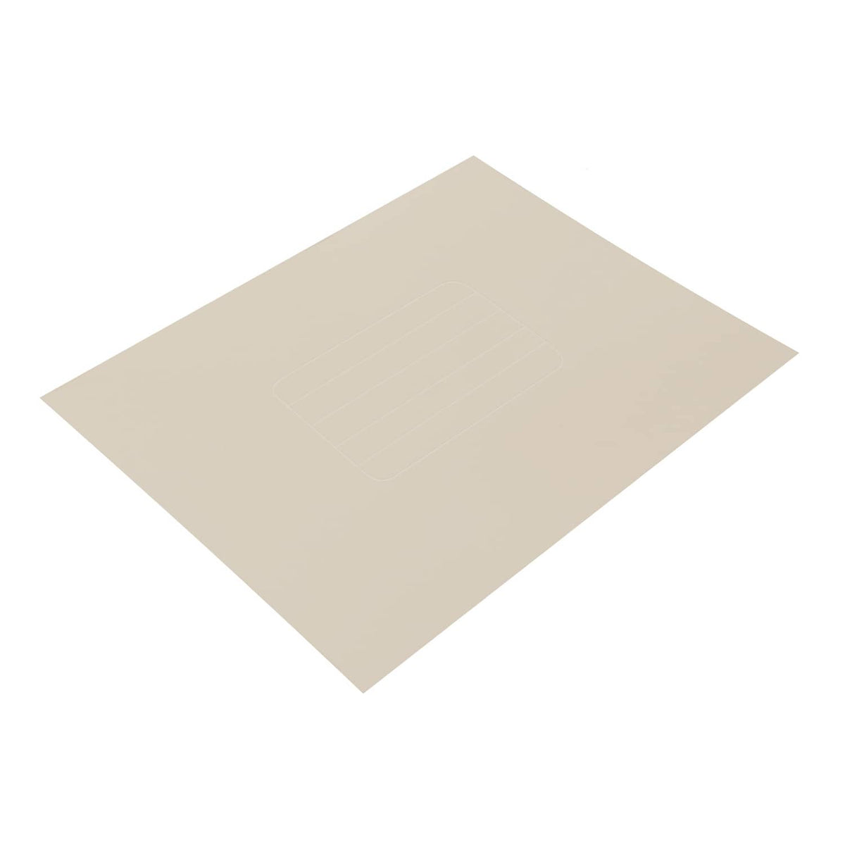 Light beige seat back cover laid flat with molded rectangular center panel