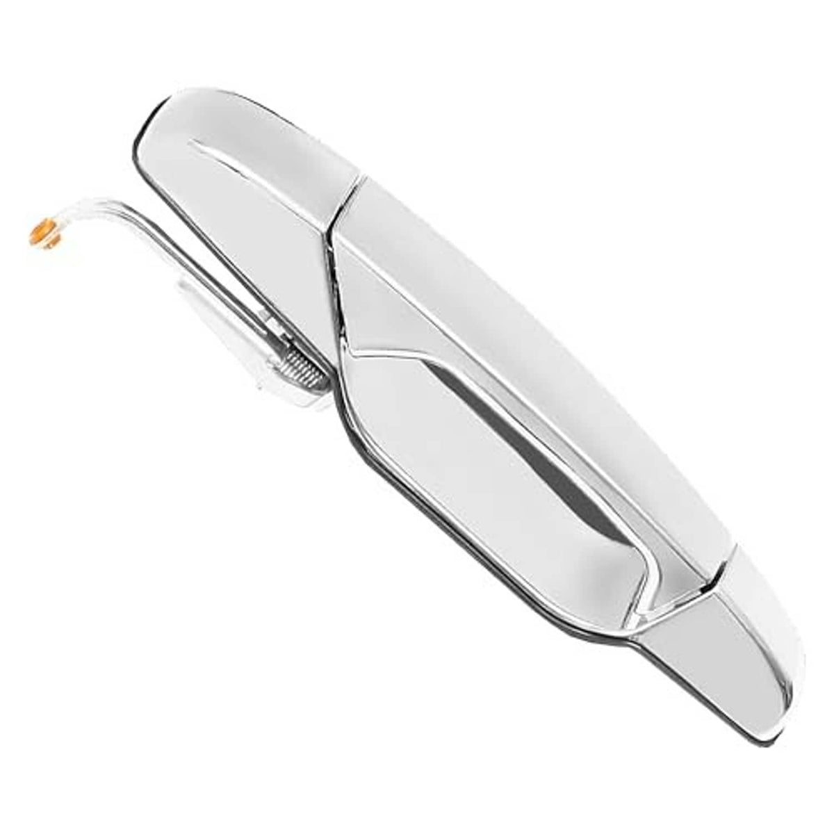 Exterior rear-left chrome door handle with integrated latch and pull grip