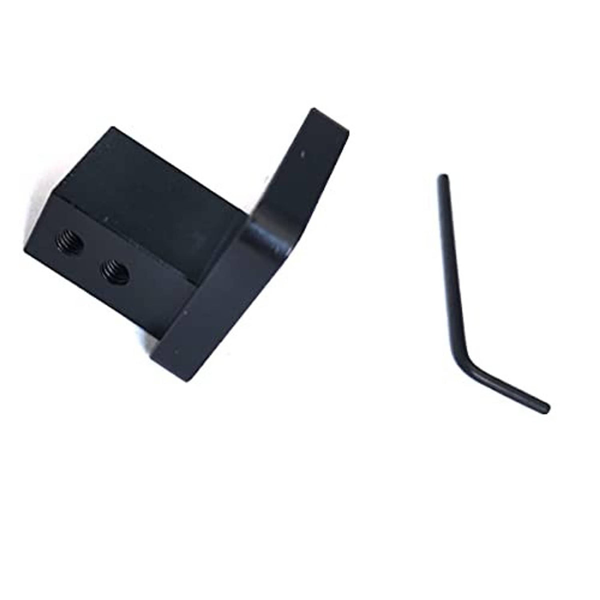 Black hood latch release handle bracket with two threaded holes and L-shaped hex key