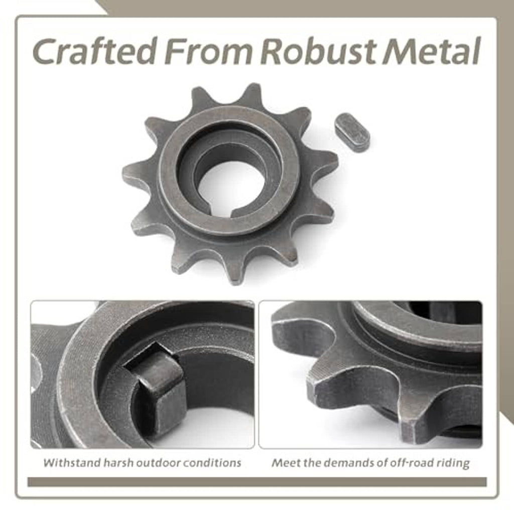 Metal front sprocket gear in dark gray with toothed rim and inner splined slot