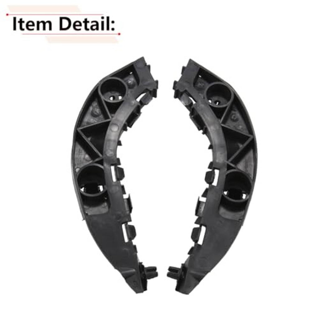 Front bumper bracket pair with circular cutouts and plastic mounting tabs