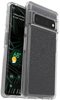 Clear glitter phone case for Pixel 6 Pro, dual-layer design with camera and button cutouts