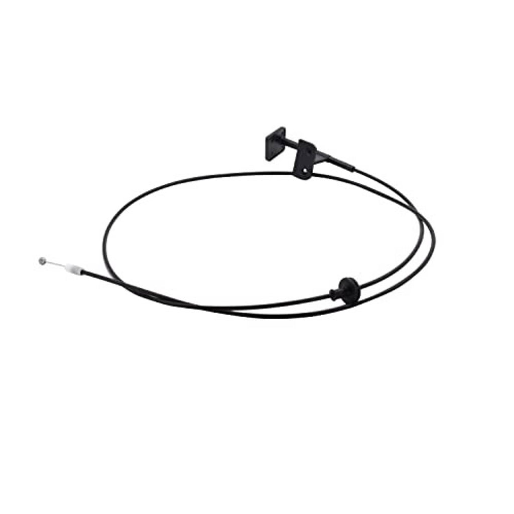 Hood release cable assembly with bracket and handle, black cable with cable end pin