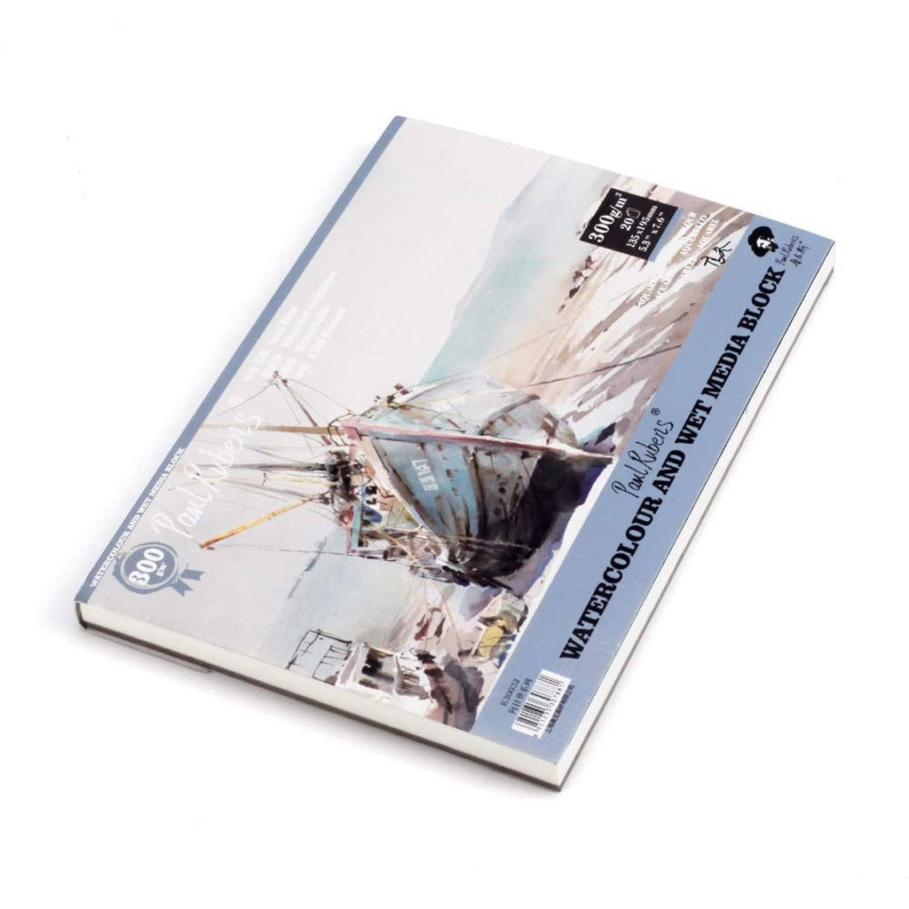Watercolor paper block with blue cover, 20-sheet watercolor pad