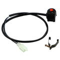 Motorcycle kill switch with red push button, wiring harness and connector