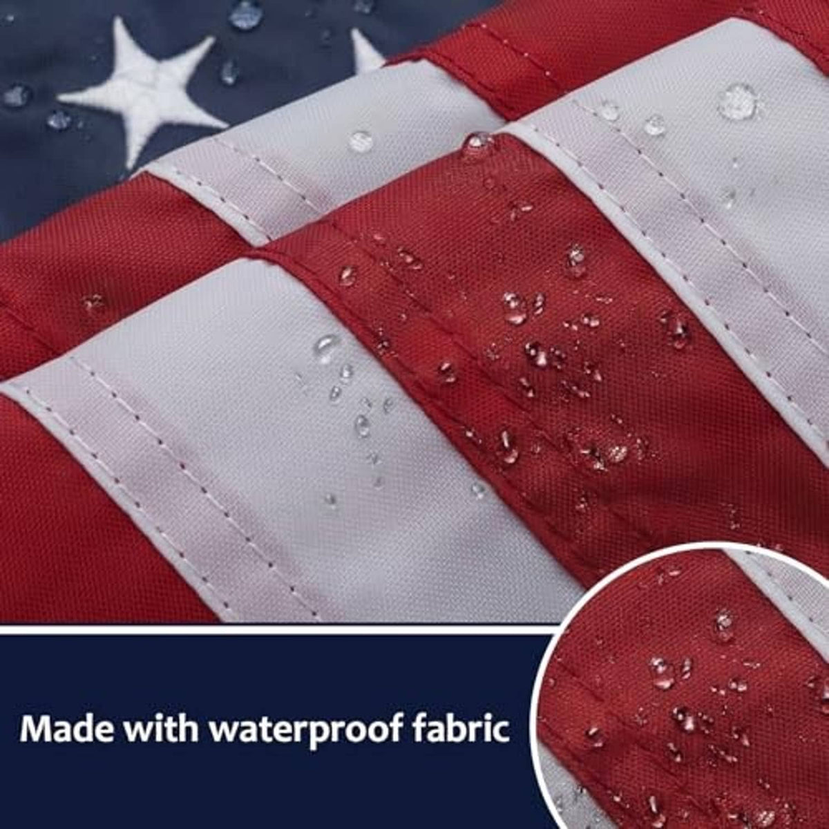 American flag stripes fabric with waterproof finish and stitched seams