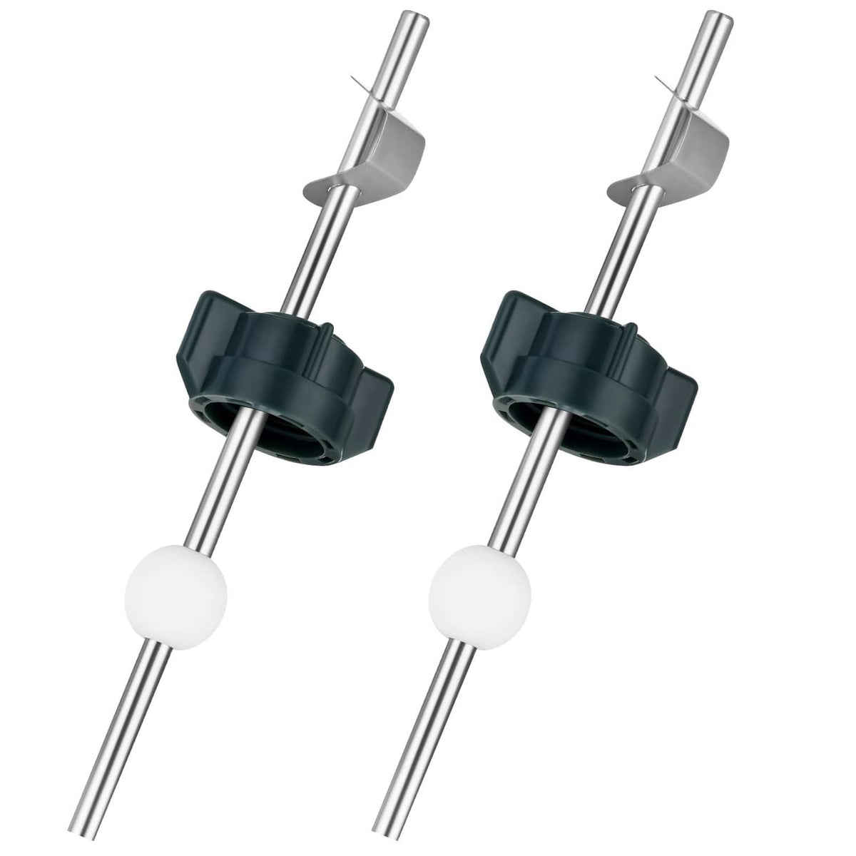 Bathroom sink pop-up stopper replacement kit with chrome rod, white pivot ball, dark clips