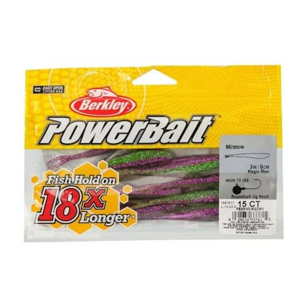 Berkley PowerBait minnow soft plastic bait package, 3 in