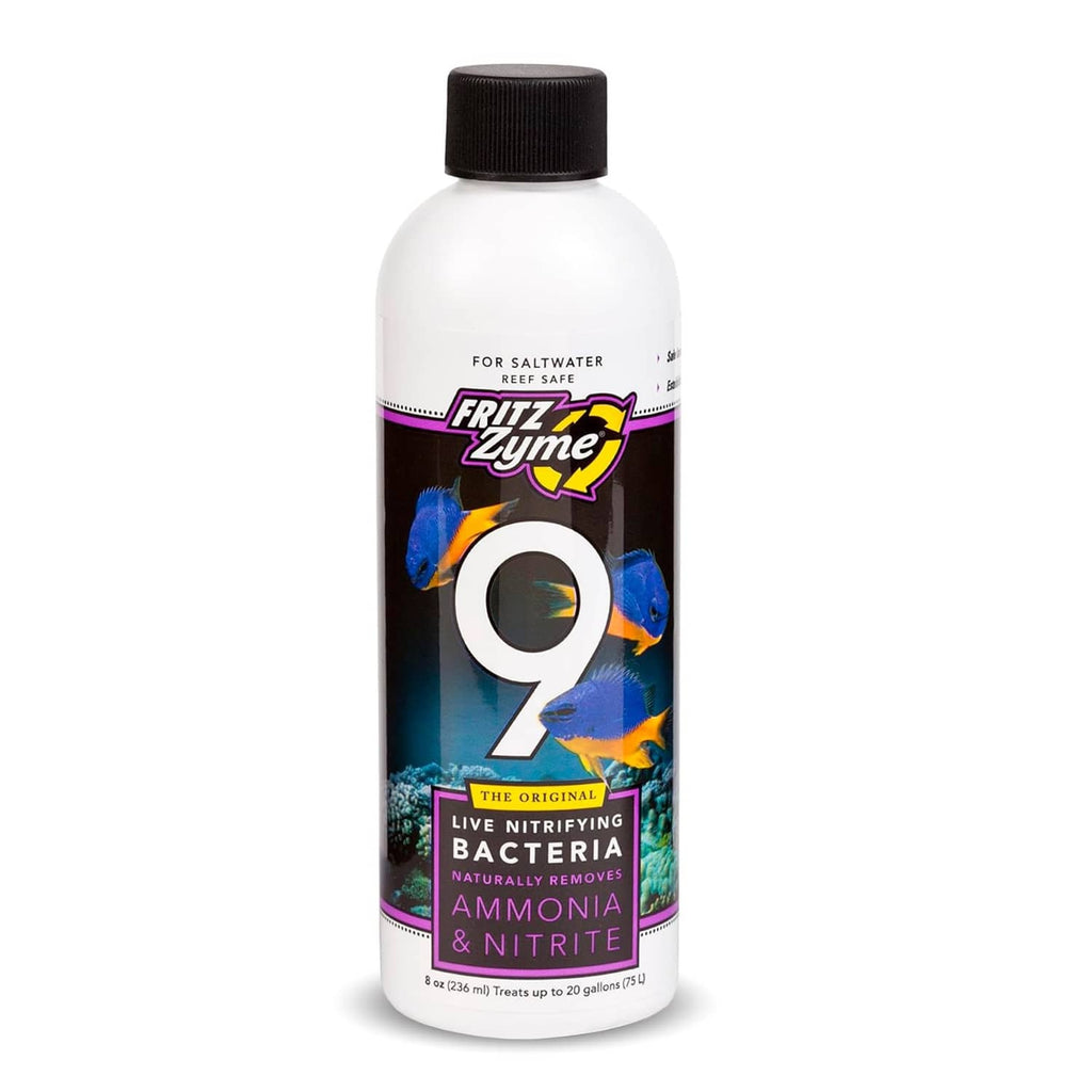 Live nitrifying bacteria bottle for saltwater aquariums, FritzZyme 9, 8 oz.