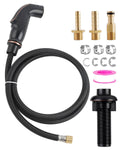 Oil rubbed bronze sink sprayer set with black hose and black spray head, plus adapters