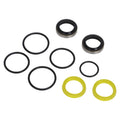 Hydraulic steering cylinder seal repair kit with black and yellow O-rings and rings