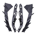 Set of black front bumper brackets with mounting holes and tabs, driver and passenger side