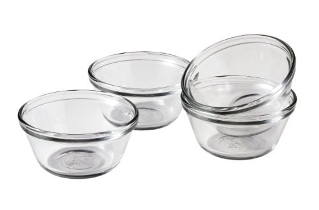 Clear glass custard cups set of 4 with wide rims