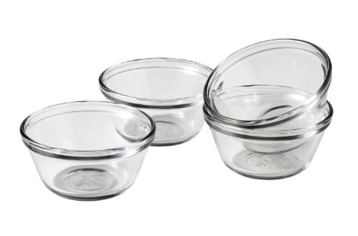 Clear glass custard cups set of 4 with wide rims