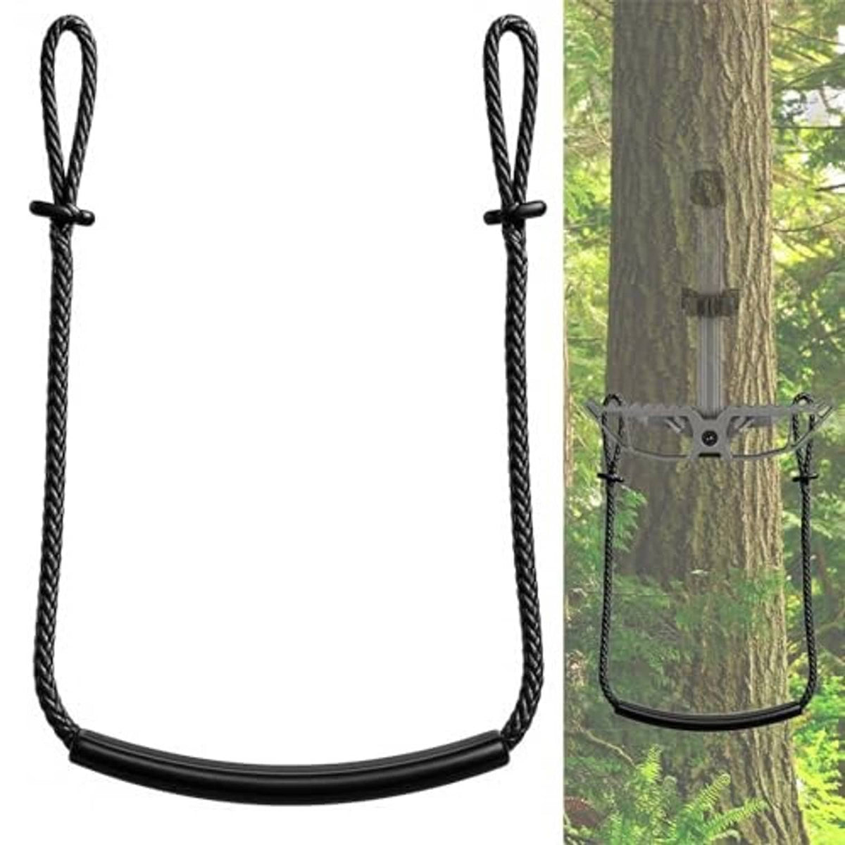 U-shaped black braided rope step aider with two loop handles