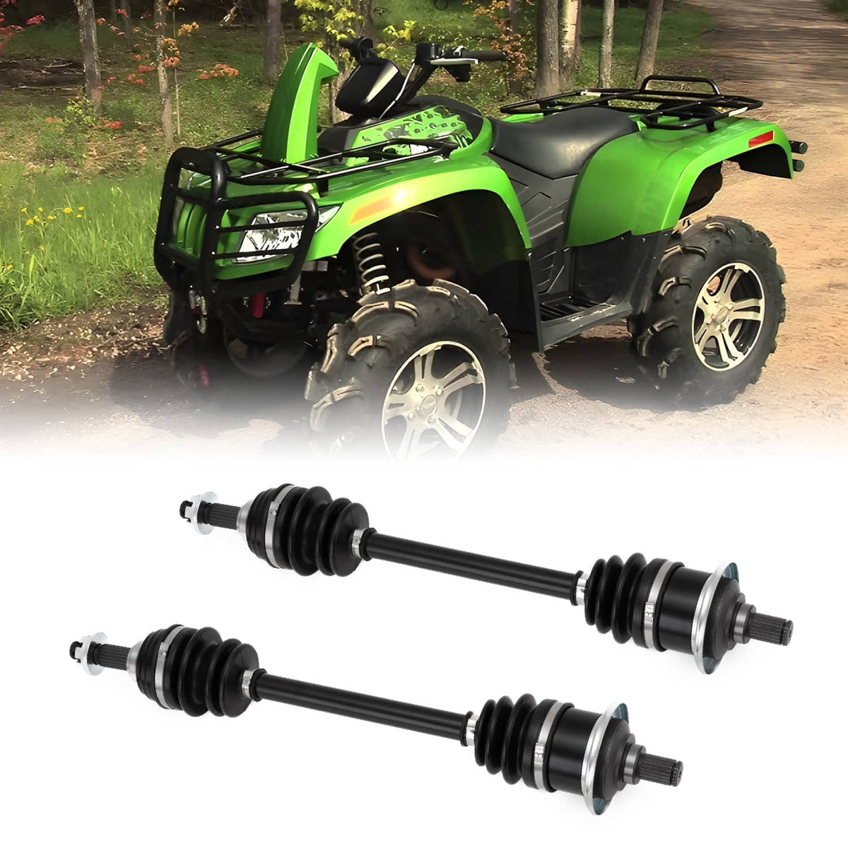 Rear left/right CV joint axle set with black boots and matching metal end housings