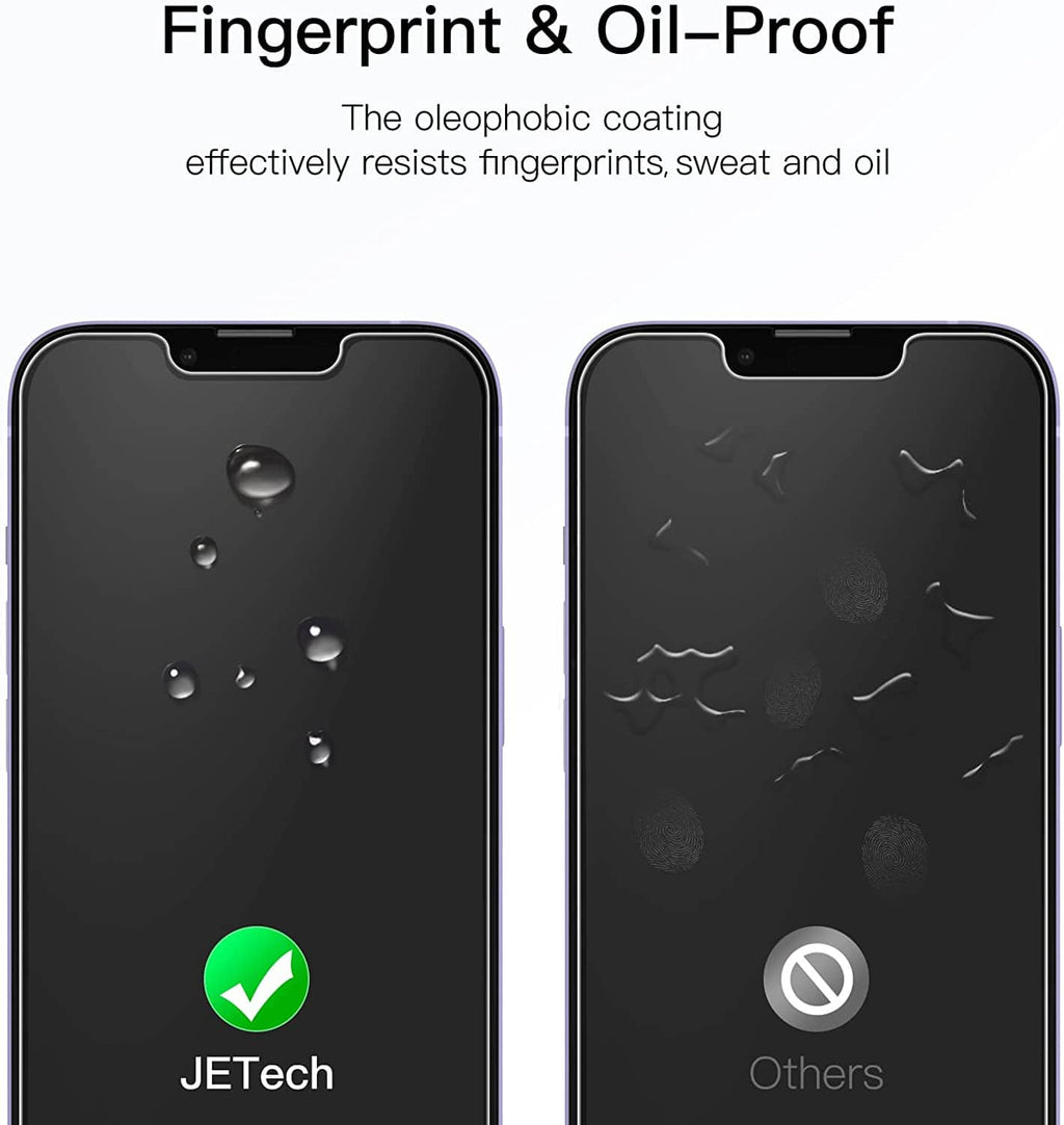 Tempered glass screen protector with fingerprint and oil-resistance droplets on iPhone