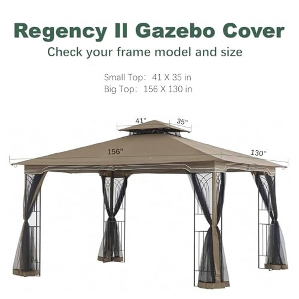 Khaki Regency II gazebo cover canopy top with valance side panels