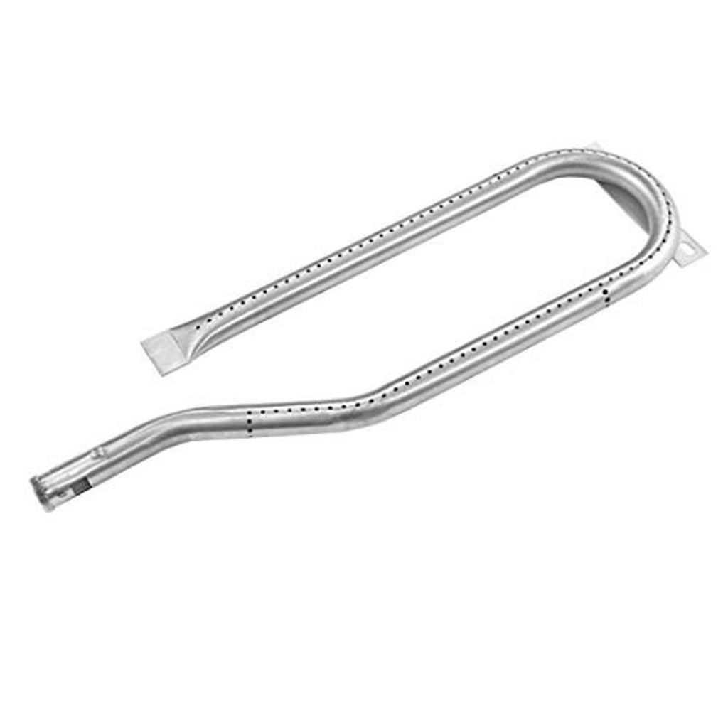 Single curved stainless gas grill burner tube with perforations and mounting tab