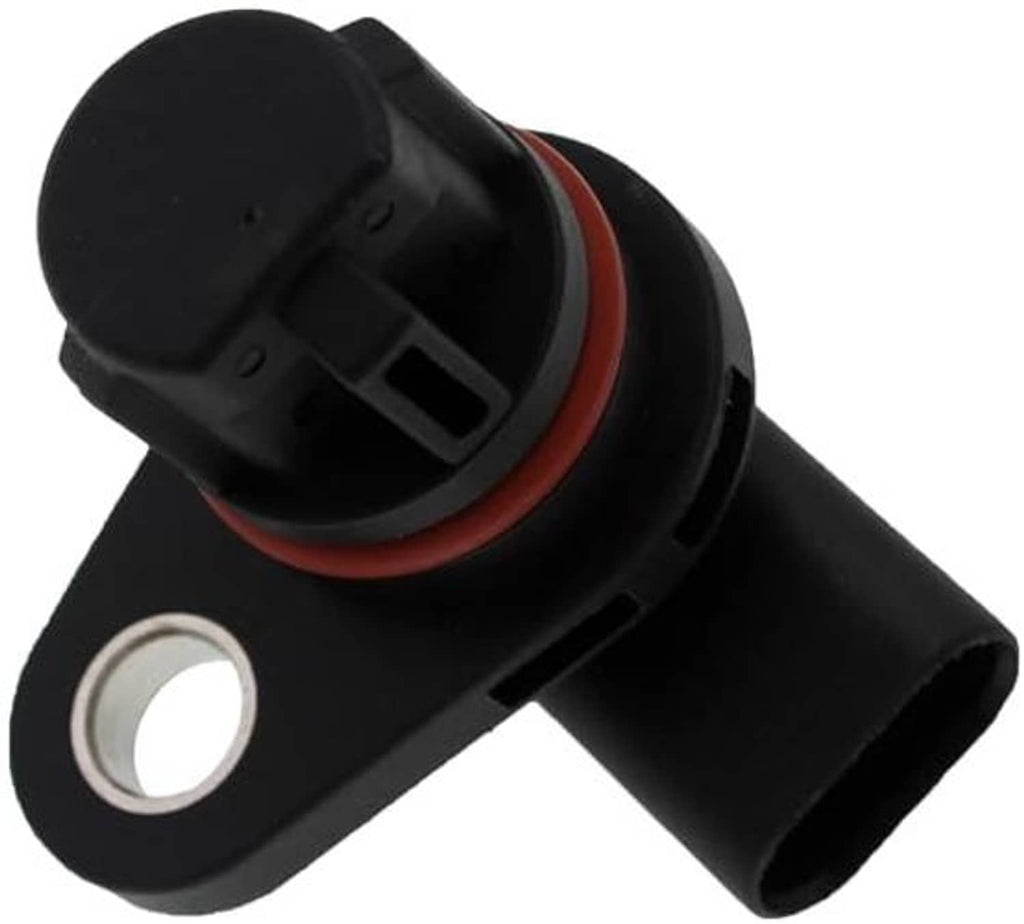 Camshaft position sensor with metal mounting hole, black body, and red seal ring