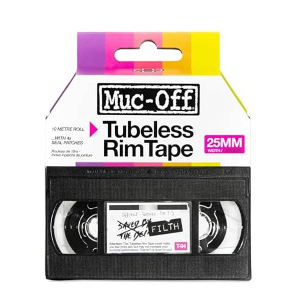 Tubeless rim tape 25mm roll in retail box, adhesive liner with included seal patches
