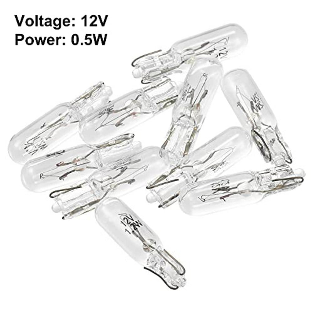 Set of 10 T5 W1.2W LED dashboard bulbs, 12V 0.5W, clear glass