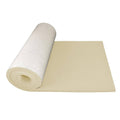Beige self-adhesive foam roll with attached sheet, rolled and unrolled padding