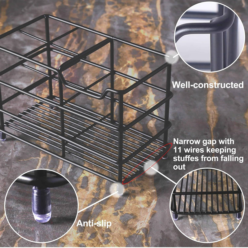 Toothbrush holder with narrow gaps and anti-slip base feet for stable placement