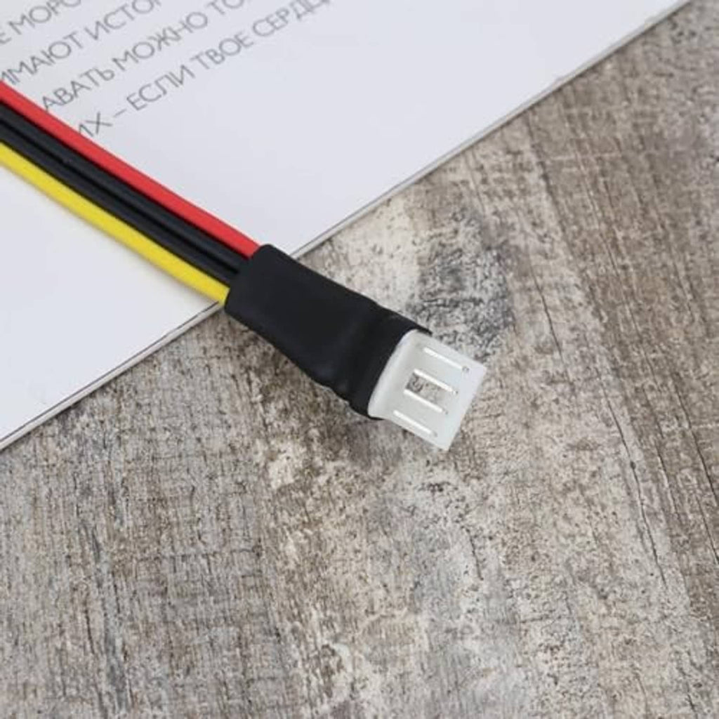 15-pin SATA female connector on 4-pin FDD adapter cable, black housing, red/yellow wires