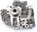 Transmission pump assembly with round bearing seat and metal housing, front view