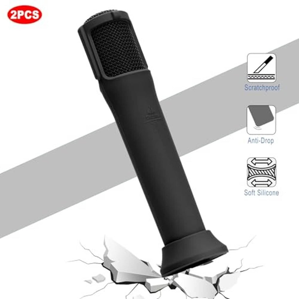 Black silicone microphone case, anti-drop soft silicone with textured grille and thick base