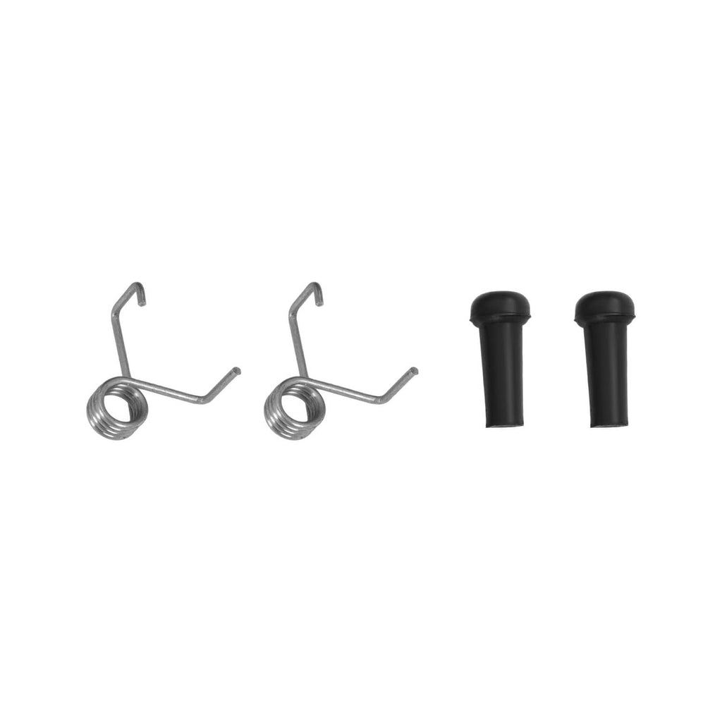 Tractor hood installation hardware set: cotter pins, springs, and black spacers
