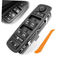 Black driver-side power window switch panel with rocker buttons and auto controls