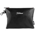Titleist black zippered golf pouch with logo, front view, key-ring clip