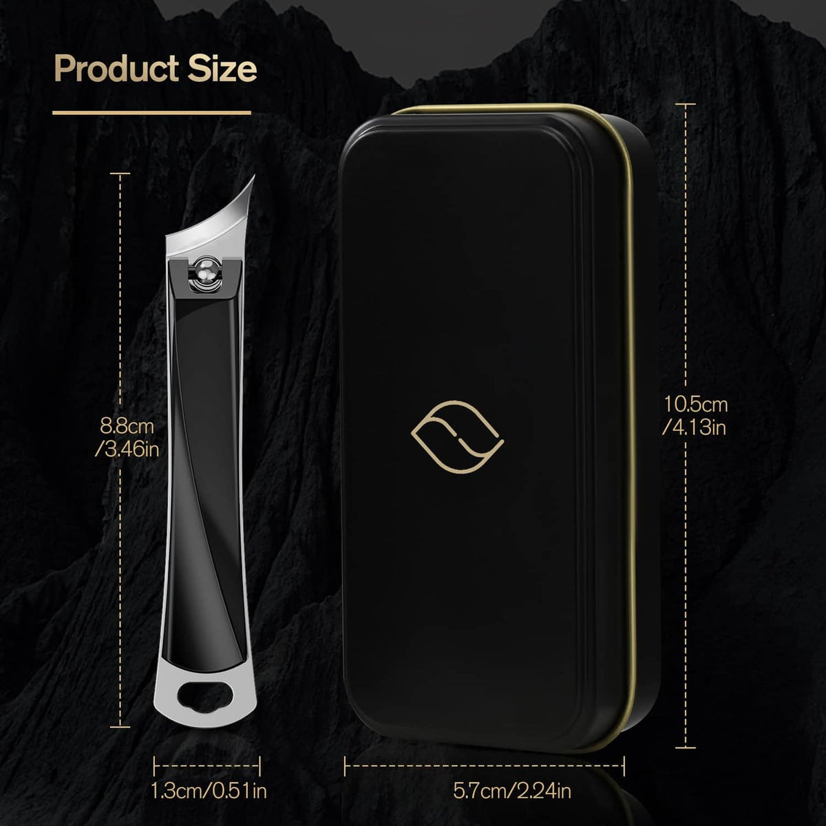 Ingrown nail clipper with compact black storage case for travel