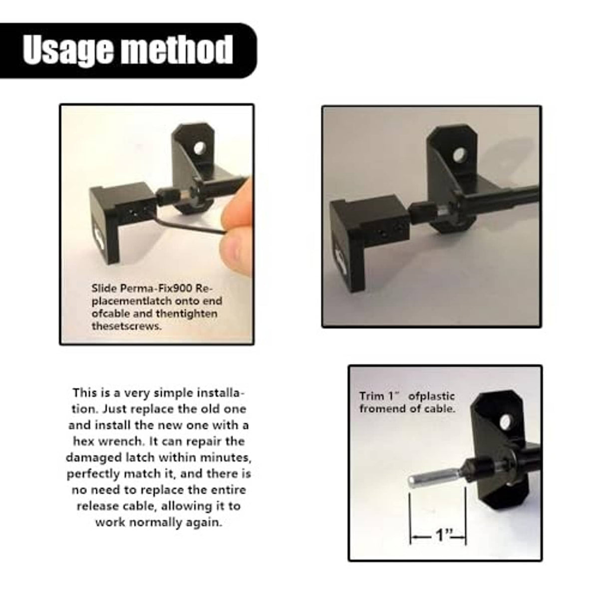 Grey hood latch release handle bracket kit with cable guide and small hardware pieces