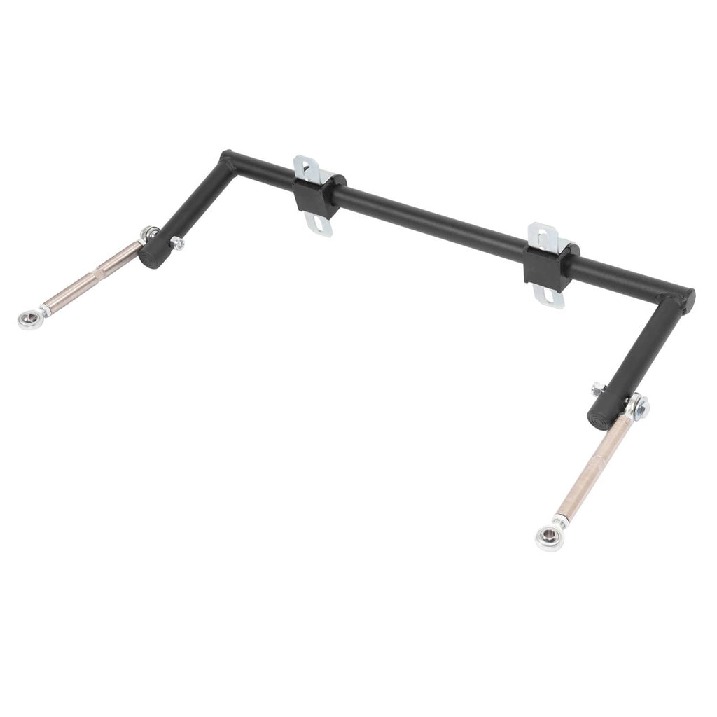 Sway bar anti-roll kit with black bar, silver brackets, and angled end links