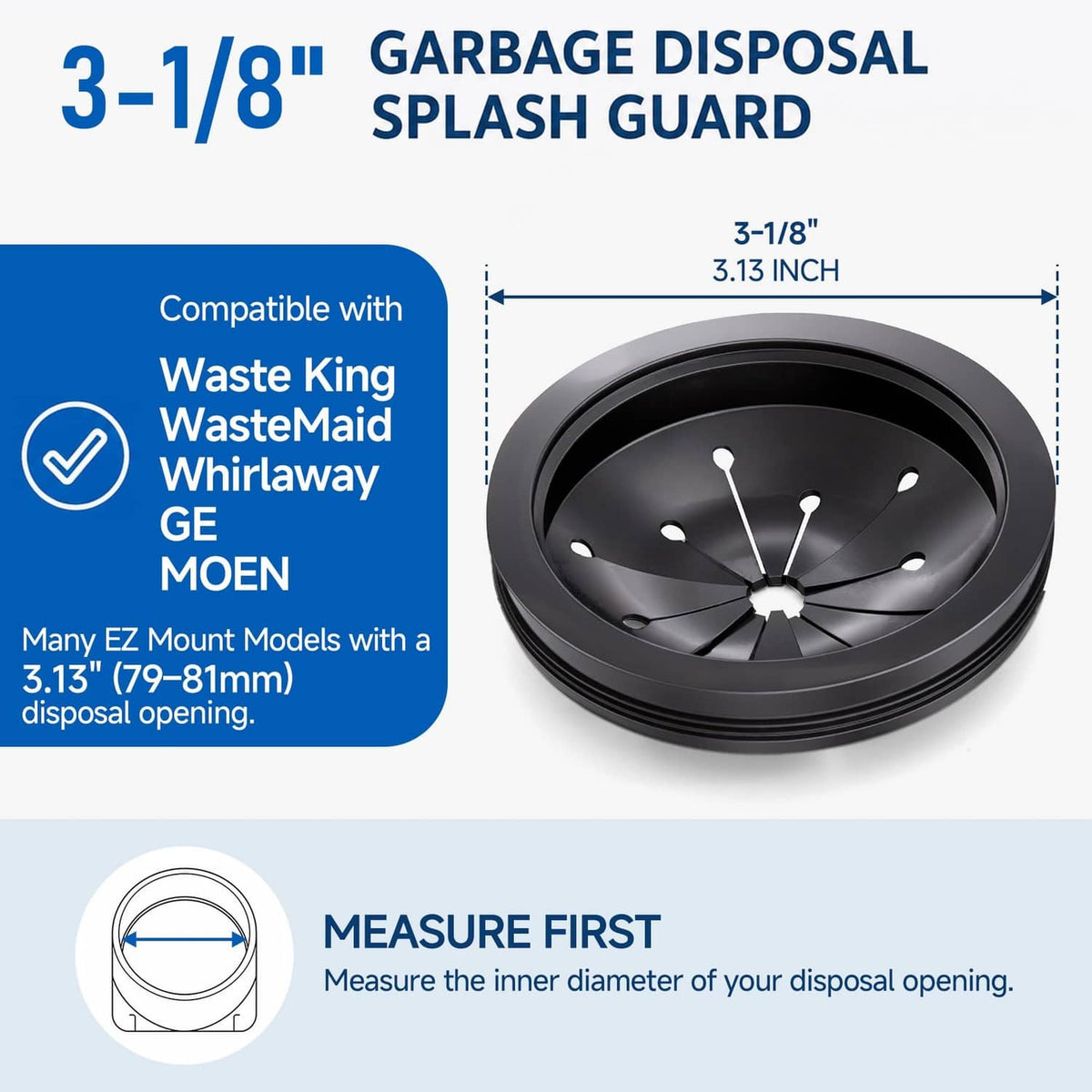 Black 3-1/8 in splash guard collar baffle with radial blades