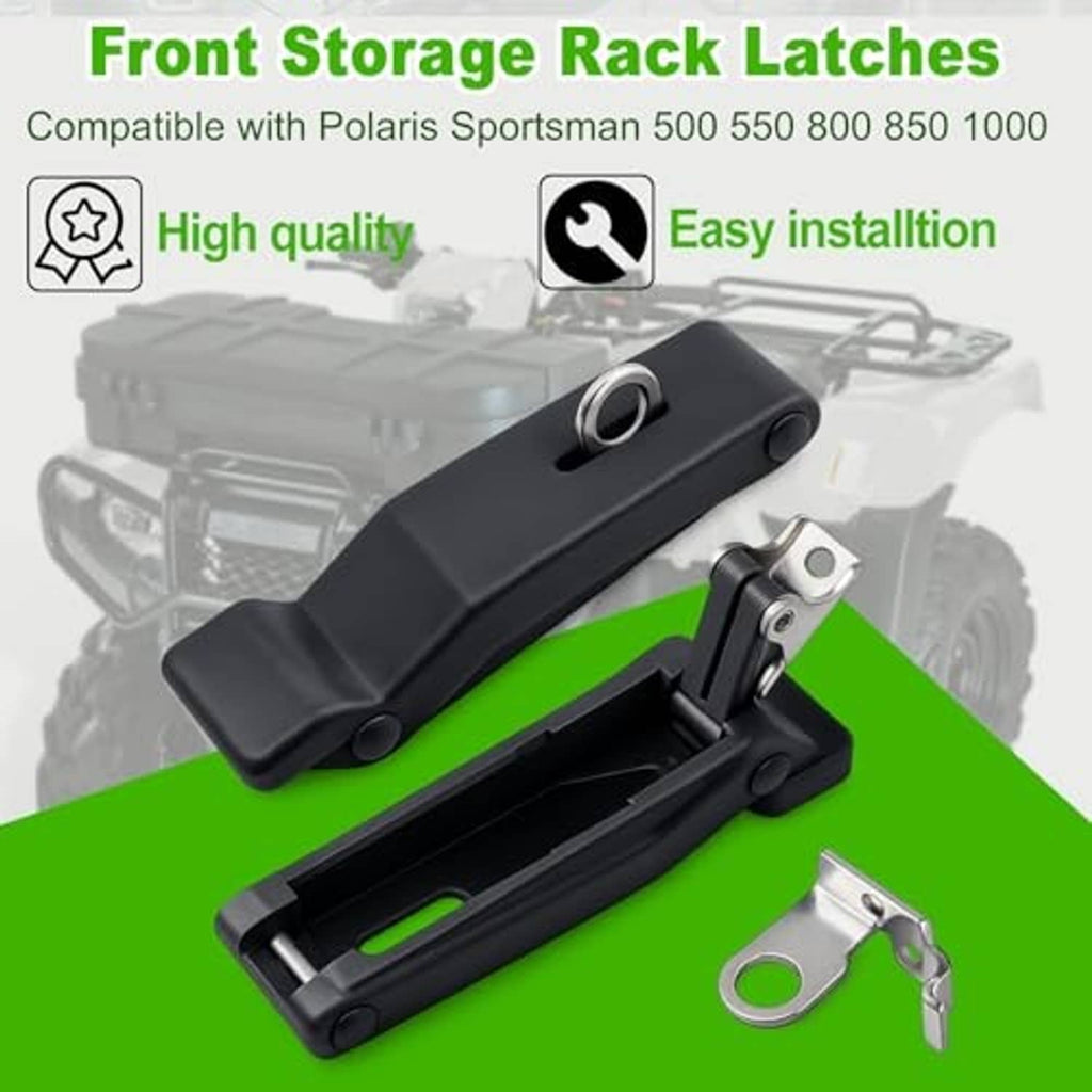 Front storage rack latch with black handle and metal mounting bracket, replacement set